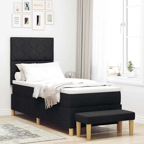 vidaXL Cama Box Spring com Colchão & Banco Preto 80x200 cm Tecido