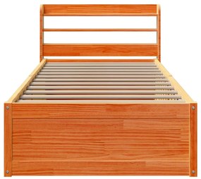 Estrutura cama c/ cabeceira 75x190 cm pinho maciço castanho-mel