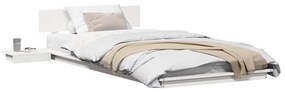 Estrado de Cama com Mesas de Cabeceira Branco 75x190cm Madeira Maciça