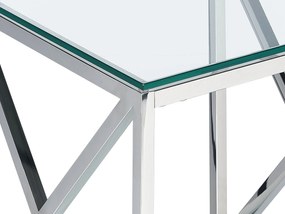 Mesa de apoio prateada com tampo de vidro AUDET Beliani