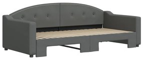 Sofá-cama com gavetão 90x190 cm tecido cinzento-escuro