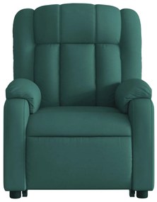 Poltrona elétrica elevatória massagens tecido verde-escuro