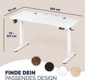 Secretária Eletrica ajustável em altura 160x75x72-117 cm Branca