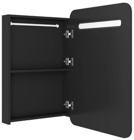 Armário espelhado p/ casa de banho LED 60x11x80 cm preto