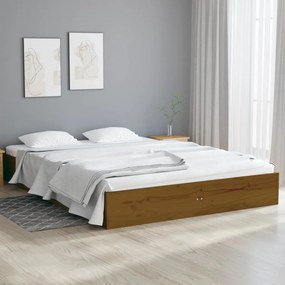 vidaXL Estrutura de cama 140x190 cm madeira maciça castanho-mel
