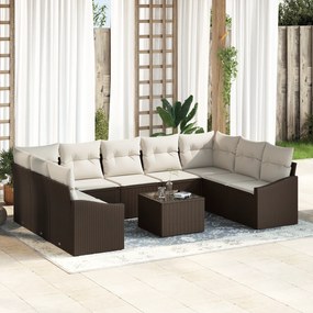 Conjunto de Jantar de Jardim de 9 Peças com Almofadas Cinza em Rattan