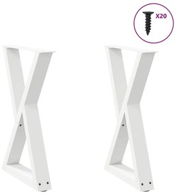 vidaXL Pés para mesa de jantar 2 peças, branco, 60x(72-73,3) cm, aço