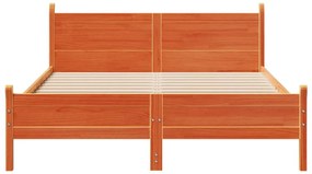 Cama sem colchão 140x200 cm madeira pinho maciça castanho-mel