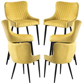 Pack 6 Cadeiras Sanda Veludo - Amarelo