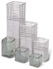 3 pcs suporte para velas tecelagem artesanal branco