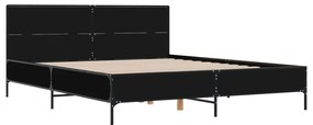 Estrutura de cama 140x190 cm derivados de madeira/metal preto