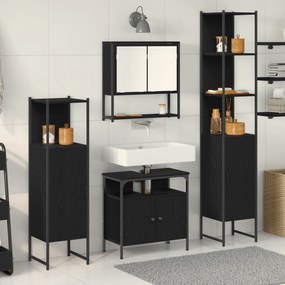 vidaXL Conjunto de Móveis para Banheiro com 4 Peças - Carvalho Preto