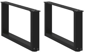 Pés para mesa de centro em formato de U, 2 peças, preto, 60x(30-31) cm