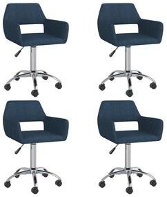 vidaXL Cadeiras de jantar giratórias 4 pcs tecido azul