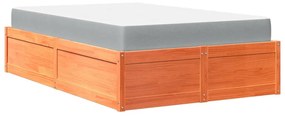 Cama com colchão 140x190 cm pinho maciço castanho-mel