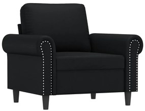 Poltrona com apoio de pés couro artificial 60 cm preto