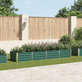 Canteiro elevado de jardim aço galvanizado 320x80x45 cm verde
