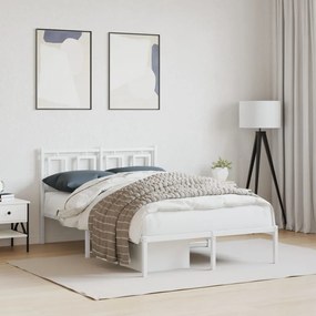 Estrutura de cama com cabeceira 120x200 cm metal branco