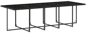 15 pcs conjunto de jantar p/jardim com almofadões vime PE preto