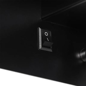 Candeeiro de parede moderno preto com LED e USB - Thijs