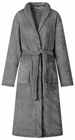 vidaXL Roupão sem Capuz Cinza Escuro s Flanela