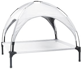 Cama Elevada para Cães com Teto Removível Cinza Prateado XL Aço