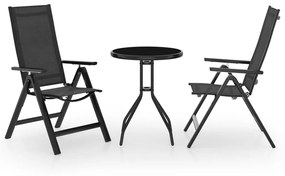 vidaXL 3 pcs conjunto de bistrô preto e antracite