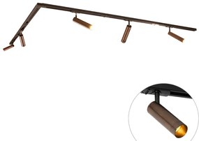 Sistema de iluminação de trilho moderno com 5 focos bronze escuro monofásico GU10 35mm - Iconic Jeana Luxe