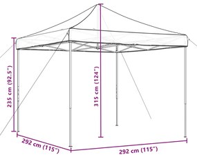 Tenda p/ festas pop-up dobrável 292x292x315cm cinza-acastanhado