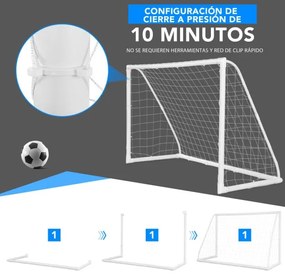 Baliza de futebol portátil para crianças Rede de futebol resistente Estrutura em PVC Montagem rápida 183 x 82 x 120 cm