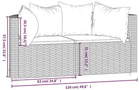 Sofás de canto para jardim com almofadões 2pcs vime PE castanho