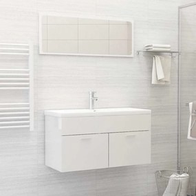 Conj. móveis de casa de banho 2 pcs contrapl. branco brilhante