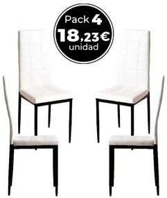 Pack 4 Cadeiras Lan Couro Sintético - Branco