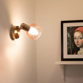 Foco inteligente dourado com vidro rosa incl. WiFi P45 - Vidro