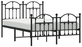 Estrutura de cama com cabeceira e pés 120x200 cm metal preto