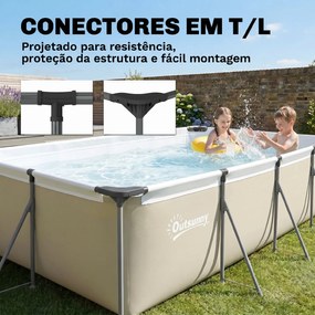 Piscina Desmontável Tubular 394,5x208,3x80,5 cm 6075 L Retangular com Estrutura Metálica para 4-6 Pessoas Cinza