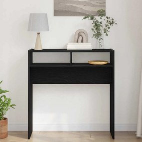 Mesa Console de Carvalho Preto - 78x30x80 cm - Feita de Madeira Engenh