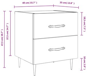 Mesa de cabeceira 40x35x47,5 cm derivados de madeira branco