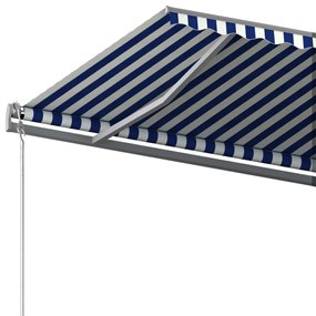 Toldo retrátil manual independente 600x300 cm azul e branco