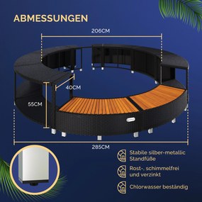 Estrutura de spa em Polyrattan para LAY-Z-SPA da Bestway Preto