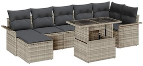 Conjunto de Sofá de Jardim vidaXL com Almofadas Cinza Claro Rattan Poliéster