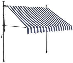 Toldo retrátil manual com LED 150 cm azul e branco