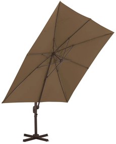 Guarda-sol de jardim com base portátil cinzento-acastanhado