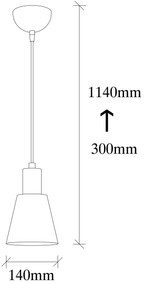 Candeeiro Suspenso Kem – Preto Níquel – Diâmetro 14 cm, Altura 114 cm