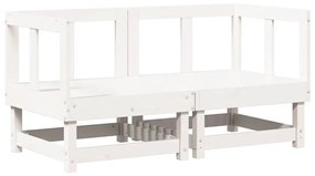Sofás de canto com almofadões 2 pcs pinho maciço branco