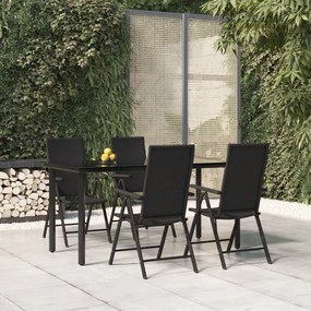 vidaXL 5 pcs conjunto de jantar p/ jardim vime PE preto