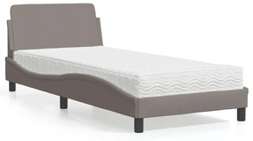 Cama com colchão 80x200 cm tecido castanho-acinzentado