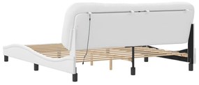 Estrutura cama c/ luzes LED 180x200 cm couro artificial branco