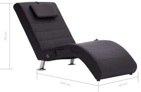 Chaise longue de massagem c/ almofada couro artificial castanho