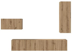 Conjunto de móvel de TV com gaveta com prateleira 4 pcs carvalho artis